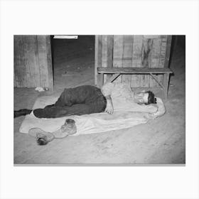 Squatters Asleep On Floor In Warehouse, Caruthersville, Missouri By Russell Lee Canvas Print