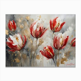 Red And White Parrot Tulips Flowers Pt. 2 Canvas Print