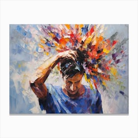 Man With A Colorful Head Canvas Print