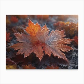 Autumn Leaves In Frost Canvas Print