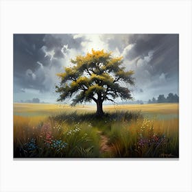 Tree In The Field Canvas Print