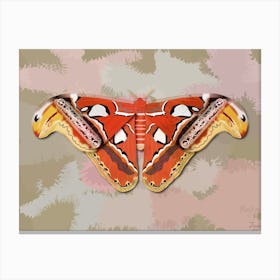 Mechanical Butterfly The Atlas Moth Techno Attacus Atlas On A Pink And Beige Background Canvas Print
