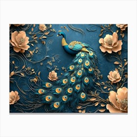 Flowers Peacock Canvas Print