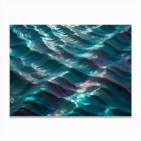 Abstract Image Of A Shimmering, Iridescent, Wave Pattern In Shades Of Blue And White, With A Subtle, Glowing Effect Canvas Print