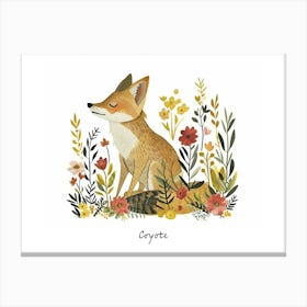 Little Floral Coyote 2 Poster Canvas Print