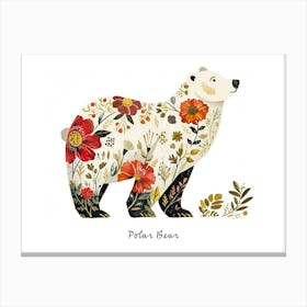 Little Floral Polar Bear 2 Poster Canvas Print