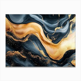 Abstract Gold And Black Painting Canvas Print