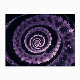 Abstract Image Of A Spiraling Shape In Shades Of Purple, Set Against A Black Background Canvas Print