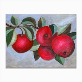 Four Apples - Anton Maliar painting red classical still life kitchen living room hand painted nature Canvas Print