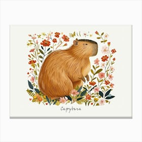Little Floral Capybara 4 Poster Canvas Print