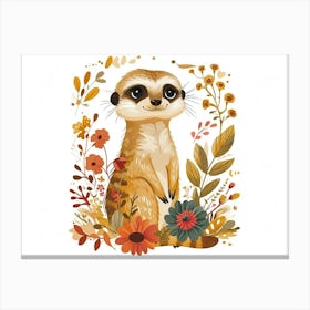 Little Floral Meerkat 1 Canvas Print
