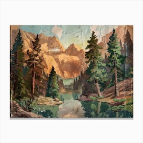 Retro Mountains Illustration 9 Canvas Print