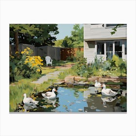 Backyard With Ducks - expressionism 1 Canvas Print