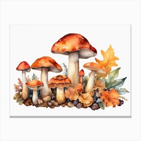 Watercolor Autumn Mushrooms Canvas Print