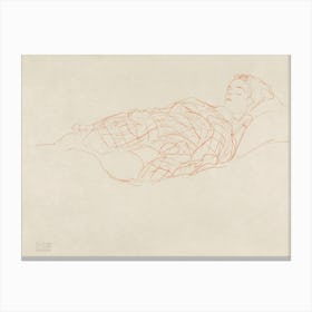 Study Of A Woman Wrapped In A Plaid, Resting, Gustav Klimt Canvas Print