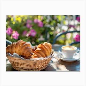 Croissants And Coffee Canvas Print