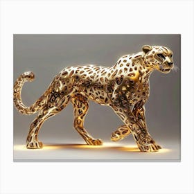 Golden 3d Cheetah With A Majestic Stance, Intricate Details And Elegant Patterns Canvas Print