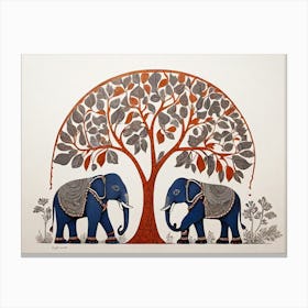 Default Traditional Gond Art From India Of Elephants And Trees 1 (2) Canvas Print