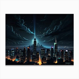 Cityscape At Night 1 Canvas Print