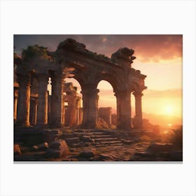 Ruins At Sunset Canvas Print