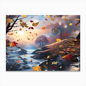 Autumn Leaves In The River Canvas Print