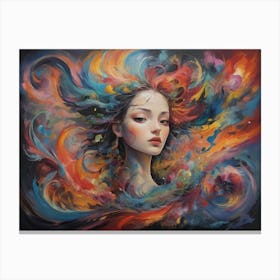 Girl With Colorful Hair Canvas Print