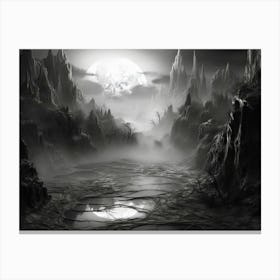 Ethereal Landscape Abstract Black And White 3 Canvas Print