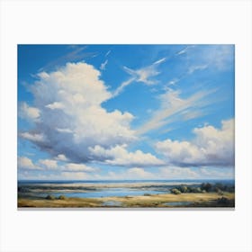 Cumulus Clouds Headlining The Scenic Landscape Clustered Carelessly Against A Shifting Cerulean Ba (1) Canvas Print