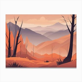 Misty mountains horizontal background in orange tone 12 Canvas Print