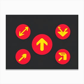 An Abstract Set Of Flat Design Navigation Icons Consisting Of Pointer With Red And Yellow Color Sche (2) Canvas Print