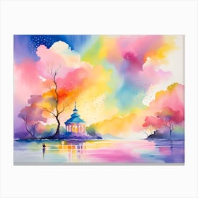 Watercolor Of A Lake 2 Canvas Print