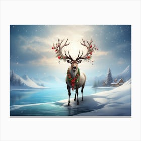 Reindeer In The Snow 5 Canvas Print