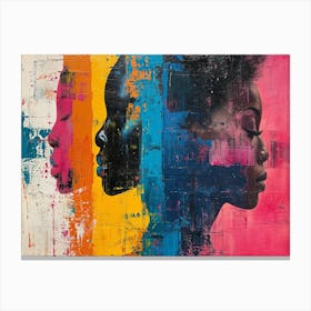 Colorful Chronicles: Abstract Narratives of History and Resilience. Three Women'S Faces 2 Canvas Print