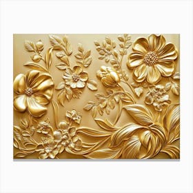 3d Gold Relief Floral 10 Canvas Print