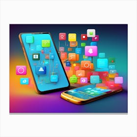 App Icons Future Of Mobile Applications Development In Colorful Dreaming Life Canvas Print