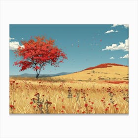 Red Poppies In The Field Canvas Print