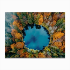 Aerial View Of A Lake In Autumn 1 Canvas Print