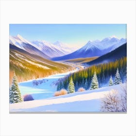 Winter's Embrace: A Mountain View 2 Canvas Print