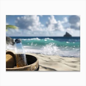 Bottle On The Beach Canvas Print