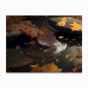 Fallen Leaves And Stream Canvas Print