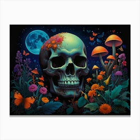 Skull In The Moonlight Canvas Print