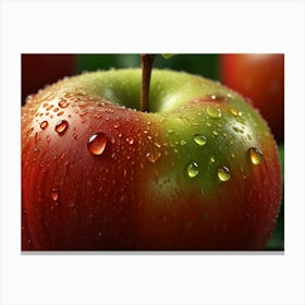 Apple With Water Droplets Canvas Print