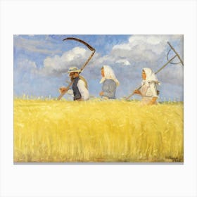 Three Women In A Wheat Field Canvas Print