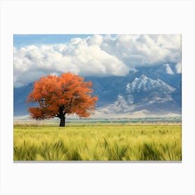 Lone Tree In A Field Canvas Print