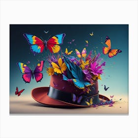 Hat With Butterflies Canvas Print