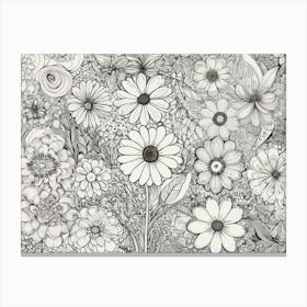 Flowers In Black And White 2 Canvas Print