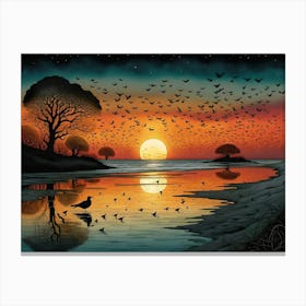 Sunset At The Beach Canvas Print