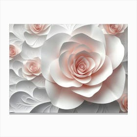 3d Abstract Background with Rose and White and Flowers Canvas Print