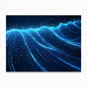 Abstract Waves Of Glowing Blue Lines, Creating A Sense Of Movement And Depth Canvas Print