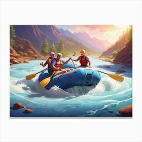 Rafting In The River Canvas Print